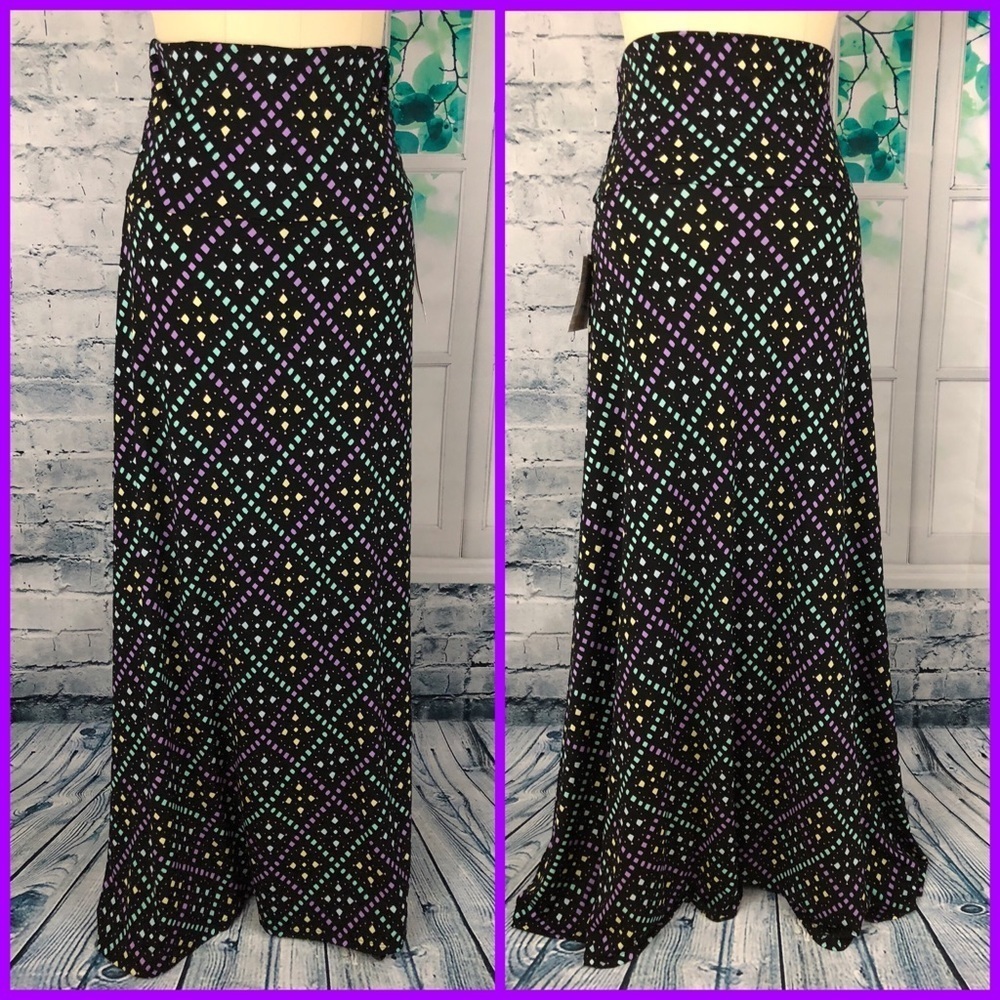 LuLaRoe Black & Purple Maxi Skirt